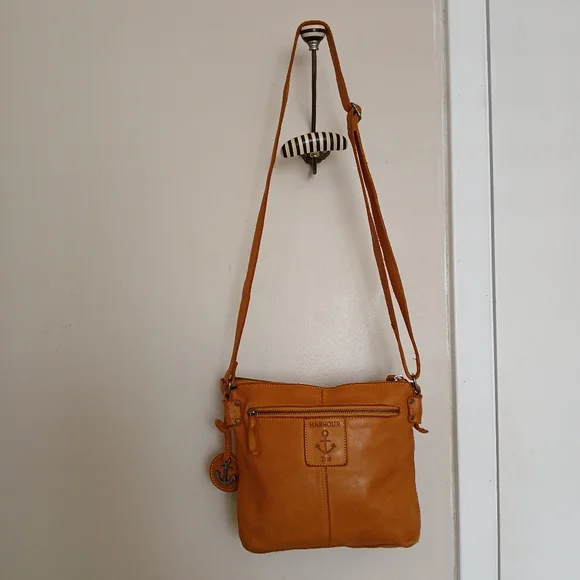 Harbour 2nd light brown leather crossbody purse travel bag - Picture 2 of 12